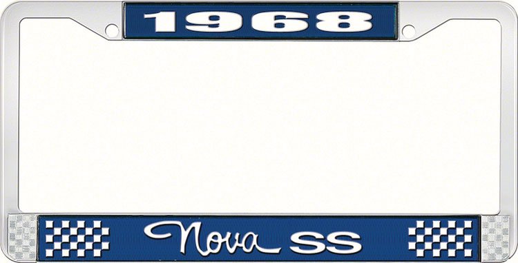 1968 Nova SS License Plate Frame Style 3 Blue