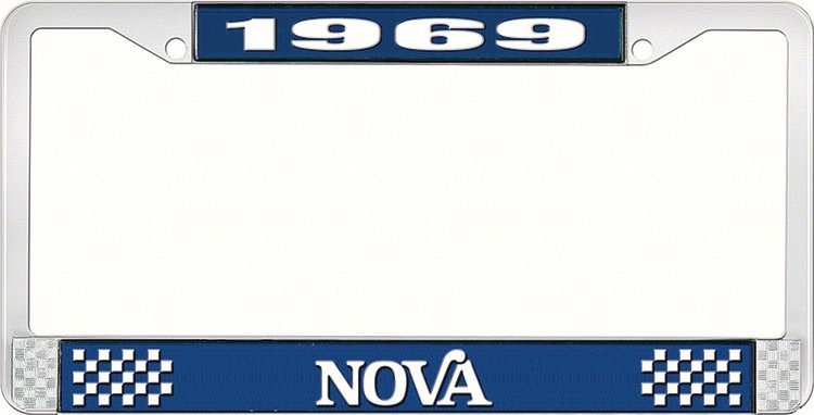 1969 Nova License Plate Frame Style 2 Blue