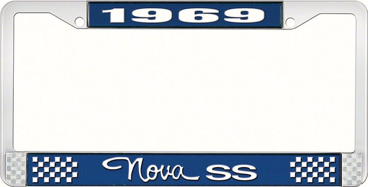 1969 Nova SS License Plate Frame Style 3 Blue