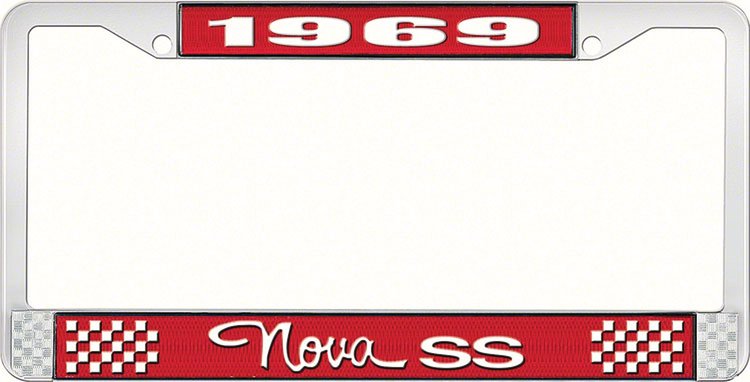 1969 Nova SS License Plate Frame Style 3 Red