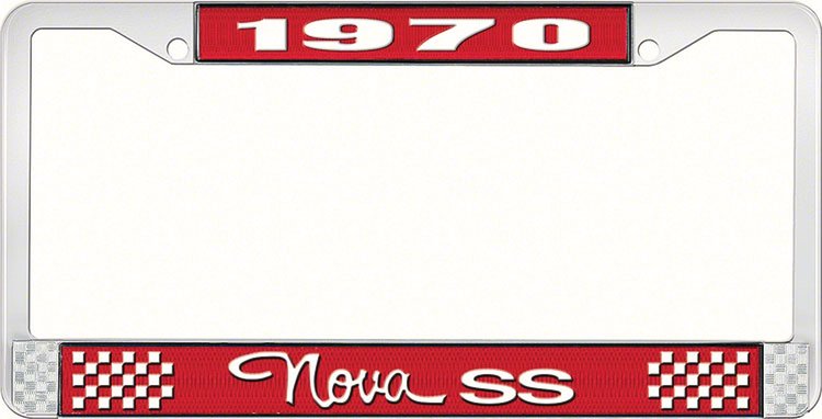 1970 Nova SS License Plate Frame Style 3 Red