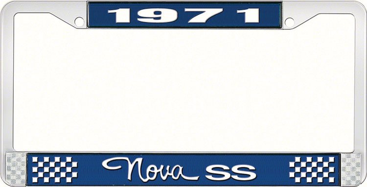 1971 Nova SS License Plate Frame Style 3 Blue