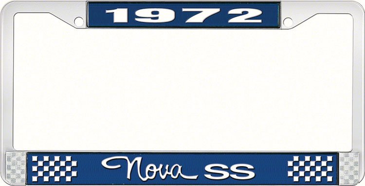 1972 Nova SS License Plate Frame Style 3 Blue
