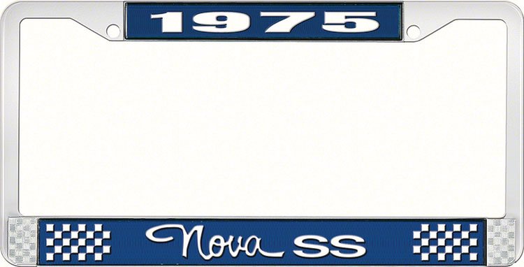 1975 Nova SS License Plate Frame Style 3 Blue