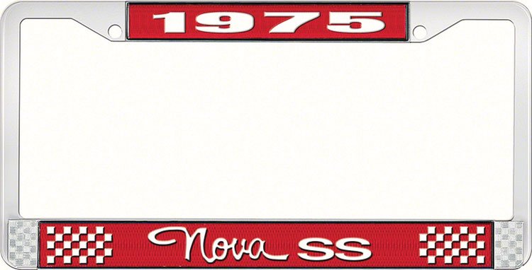 1975 Nova SS License Plate Frame Style 3 Red