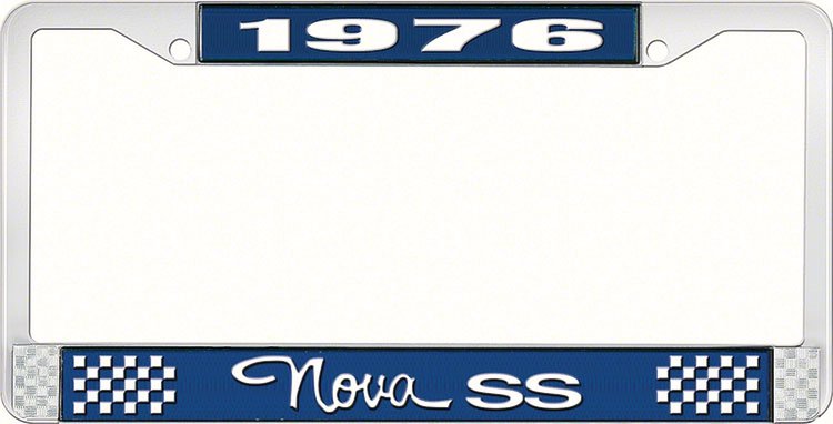 1976 Nova SS License Plate Frame Style 3 Blue