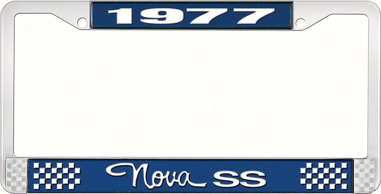 1977 Nova SS License Plate Frame Style 3 Blue