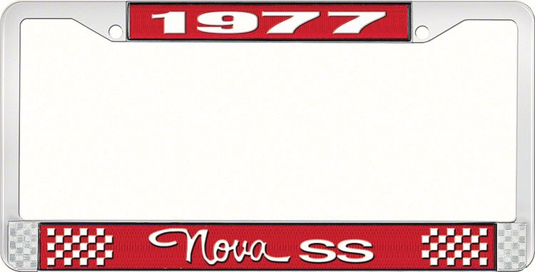 1977 Nova SS License Plate Frame Style 3 Red