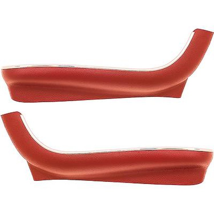 LP1002 1969-71 Chevy II, Nova, GM A, B-Body; Seat Side Panel Apron Covers; Strato Bucket; With Mylar Chrome Trim; Red ABS