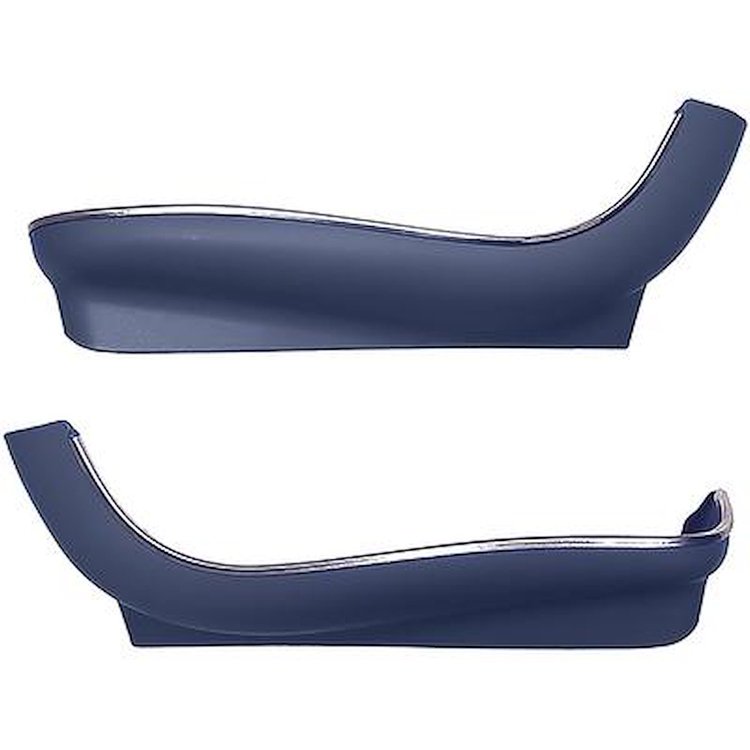 LP1012 1969-71 Chevy II, Nova, GM A, B-Body; Seat Side Panel Apron Covers; Strato Bucket; With Mylar Chrome Trim; Dark Blue ABS