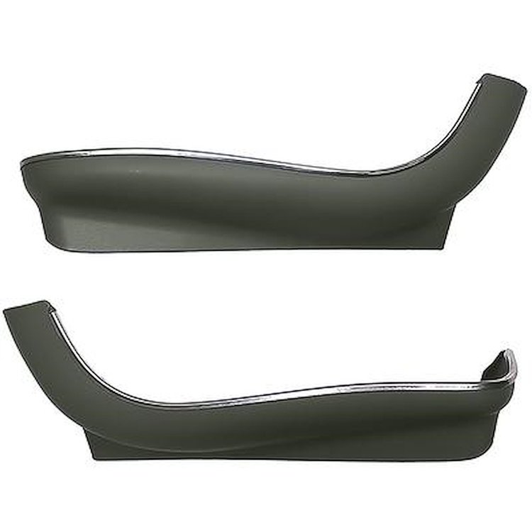 LP1013 1966-72 Chevy II, Nova, GM A, B-Body; Seat Side Panel Apron Covers; Strato Bucket; With Mylar Chrome Trim; Dark Green ABS