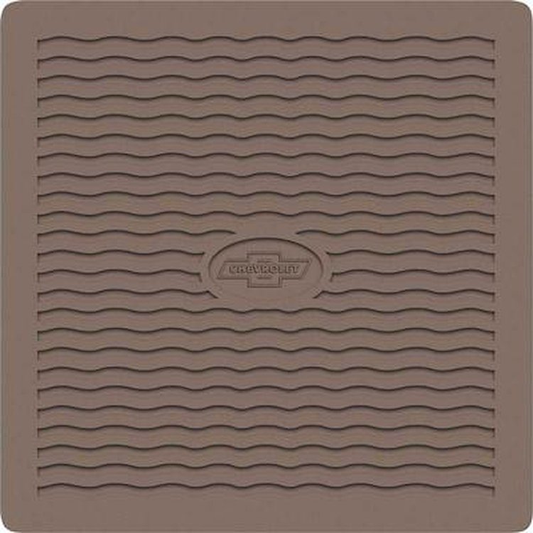 M55071 1955-56 Bel Air, 150, 210, Nomad; Accessory Front Floor Mats; with Bow Tie Logo; Brown; Pair