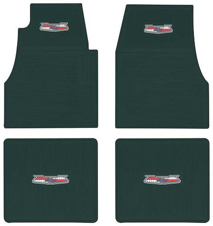 M55206 Ribbed Rubber Floor Mat Set for 1955-1957 Chevy Bel Air, Del Ray, Nomad, 150, 210 [Dark Green]
