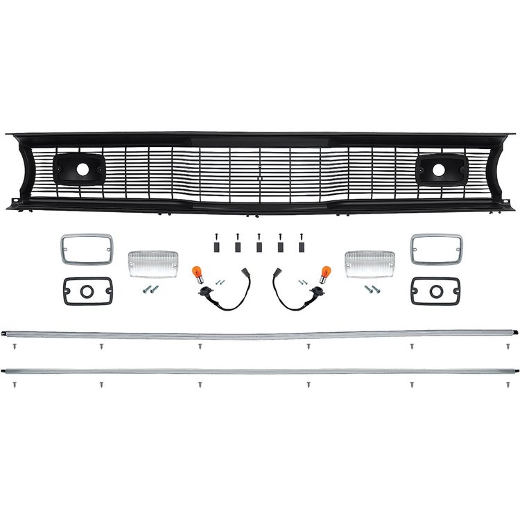 MA3002 Front Grill Kit 1970-72 Plymouth; Valiant, Duster, Scamp; Black Surround; With Black Grill Bars