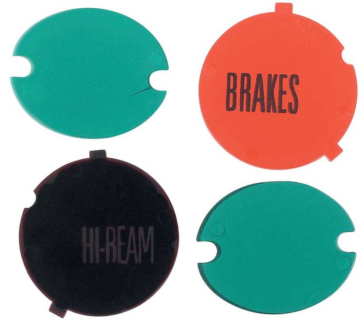 MA564 Dash Indicator Lens Set 1967-71 Barracuda, Duster, Demon; 4-Piece Set