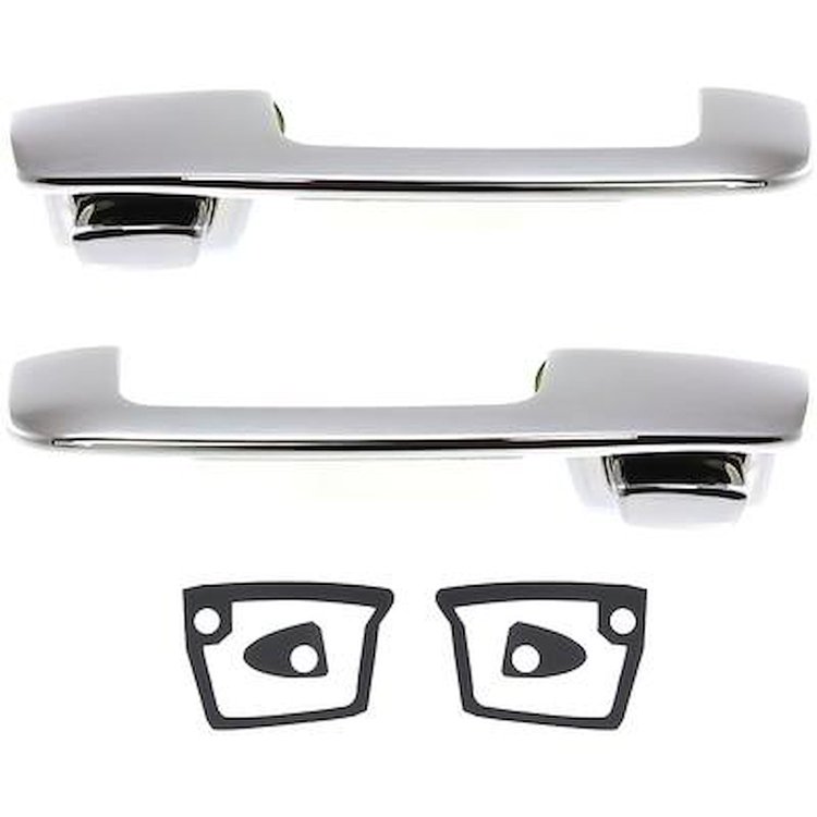 MA7176 Front Outer Door Handle Set; 1971-76 Dodge, Plymouth A-Body, 1972-93 Dodge D/W Pickup; With Chrome Buttons