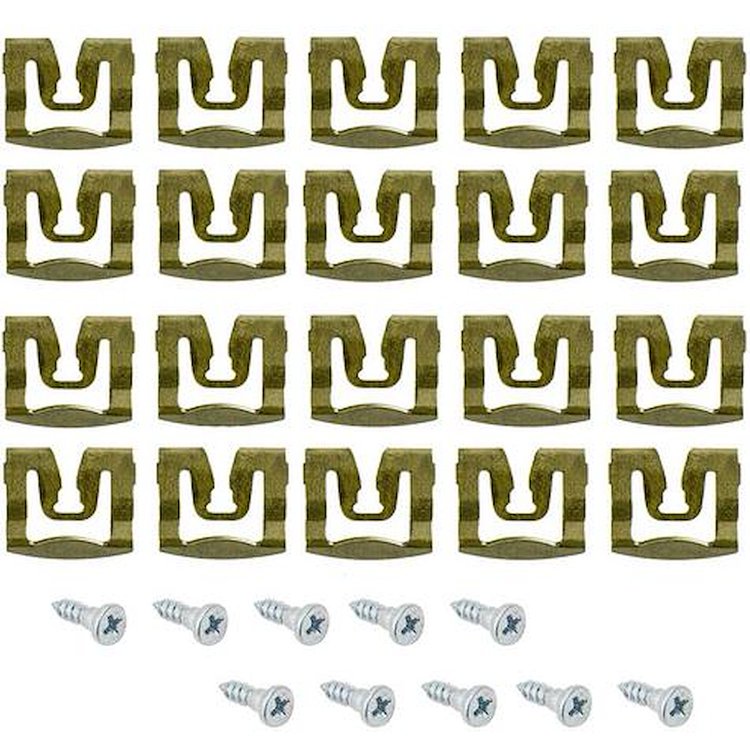 MB1167B Windshield, Rear Window Molding Clip Set; 1971-74 Charger, GTX, Road Runner, Satellite; 2 Door Coupe; 20-Piece Set