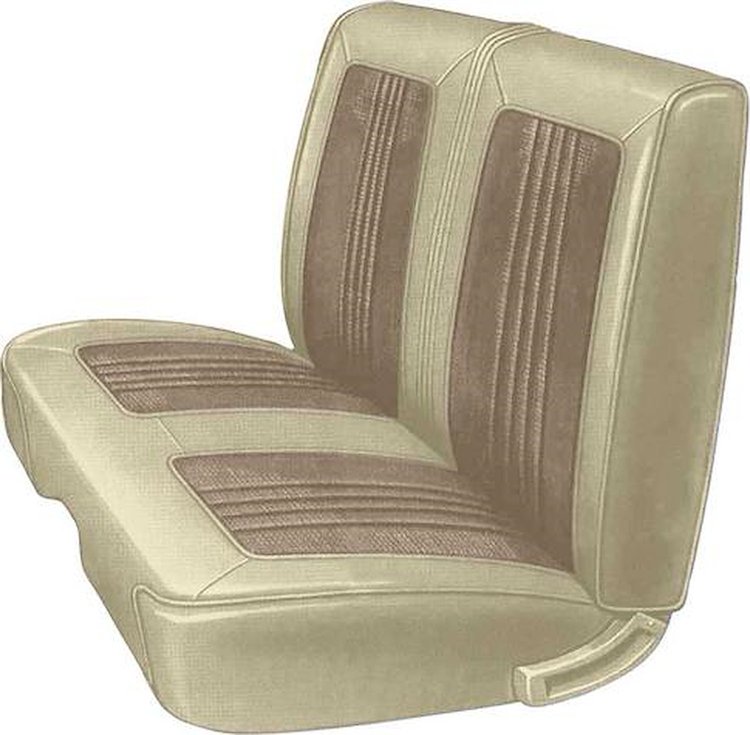 MB685633 Front Split Bench Seat Upholstery 1968 Belvedere/Coronet/Road Runner Fawn/Oyster Vinyl Deluxe