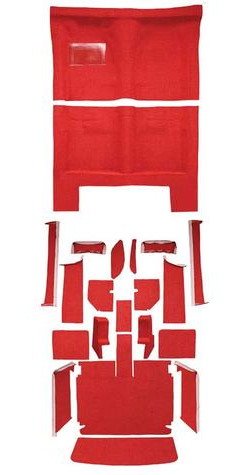MB944502 Complete 20-Piece Red Loop Carpet Set 1967 Dodge Charger With Auto Trans