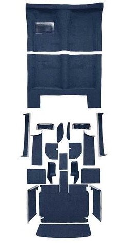 MB944507 Complete 20-Piece Dark Blue Loop Carpet Set 1967 Dodge Charger With Auto Trans