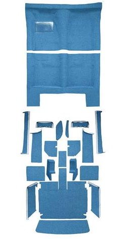 MB944509 Complete 20-Piece Medium Blue Loop Carpet Set 1967 Dodge Charger With Auto Trans