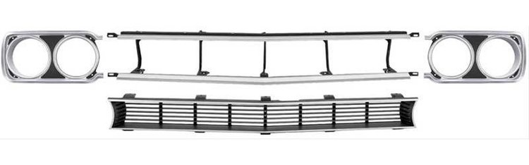 MB9927 Grill Set 1968 Plymouth; Sport Satellite/GTX; With Headlamp Bezels