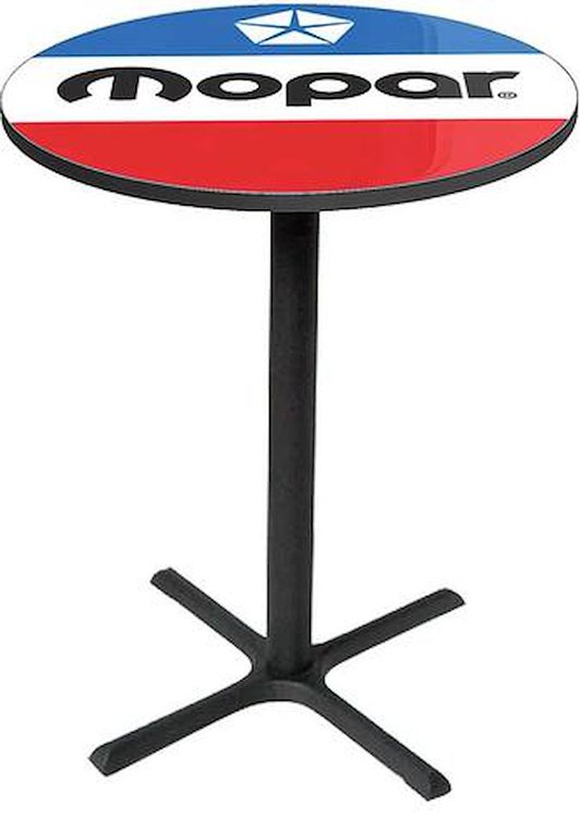 MD671107 Pub Table With Black Base 1972-84 Style Red White And Blue Mopar Logo