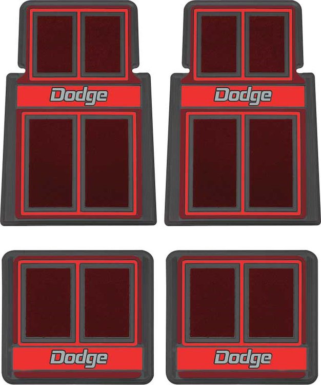 MD690902 1960-1976 Dodge; Molded Carpet Floor Mat Set; Red ; 4 Piece Set