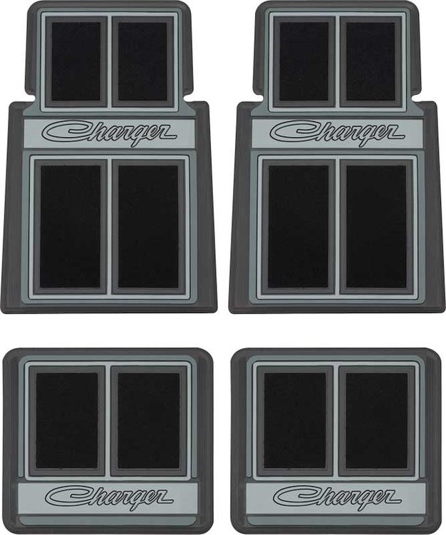 MD691101 1966-1978 Dodge Charger; Rubber Floor Mat Set; Black ; 4 Piece Set