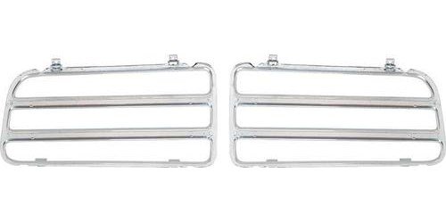 ME1532 1970 Plymouth Barracuda, Cuda; Tail Lamp Bezel Trim Inserts; Die-Cast Chrome; RH & LH; Pair