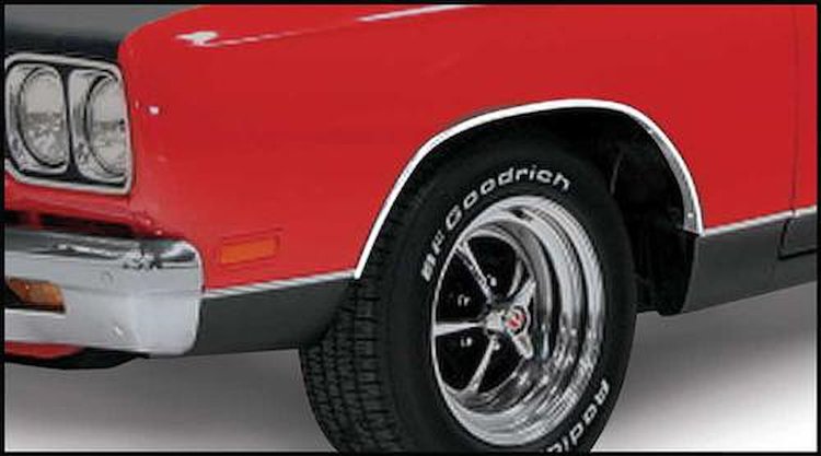 MN1482 Wheel Opening Molding Set 1969 Plymouth GTX; Front And Rear; 4-Piece Set; Made In USA