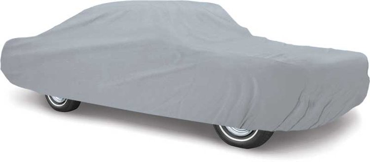 MT3501GGR Car Cover 1967-76 Dart, Demon, Duster, Scamp, Valiant, 1967-69 Barracuda Notchback; 4-Layer; Gray