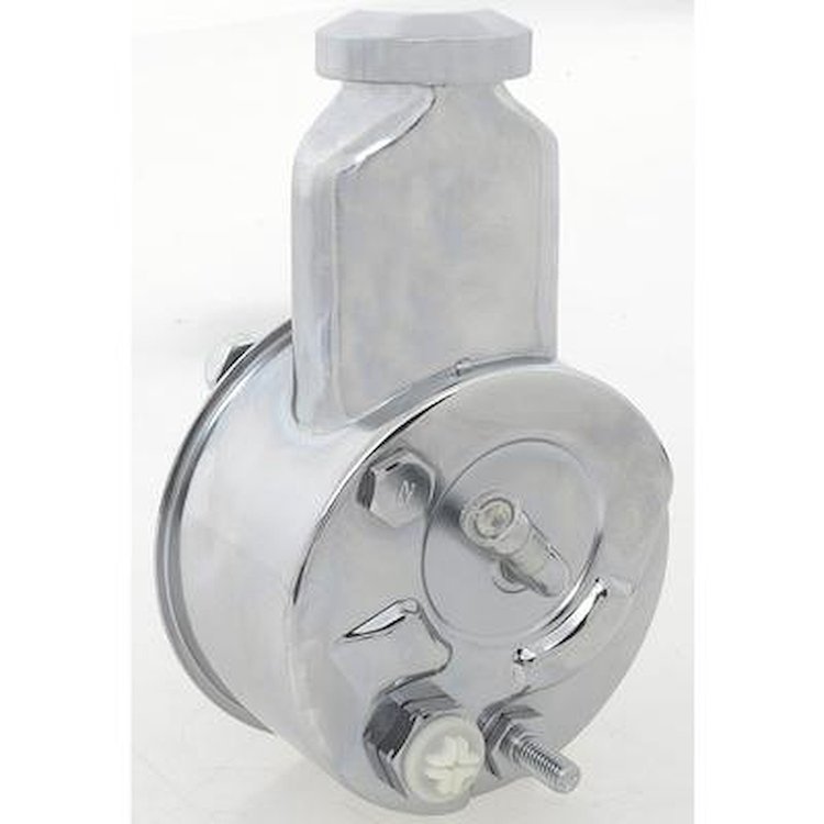 NP6083C 1962-69 Buick/GM/Olds; Chrome Power Steering Pump; w/ in.Banjo Style in. Reservoir; V6/8