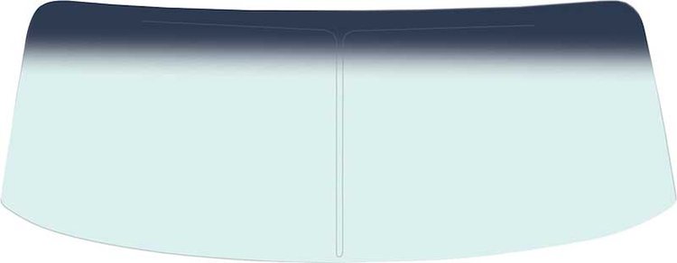 NR690T Windshield Glass 1968-74 Chevy II/Nova 2-Door; with Antenna; Tinted; w/Blue/Green Upper Shaded Band