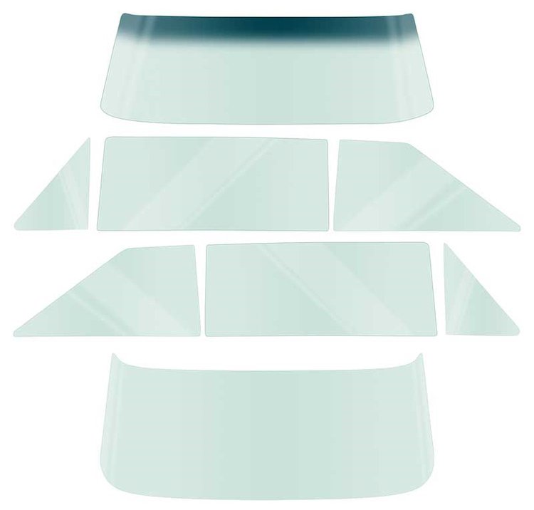 NR801T Glass Set 1962-65 Chevy II / Nova 2 Door Hardtop; (8 Piece); Tinted