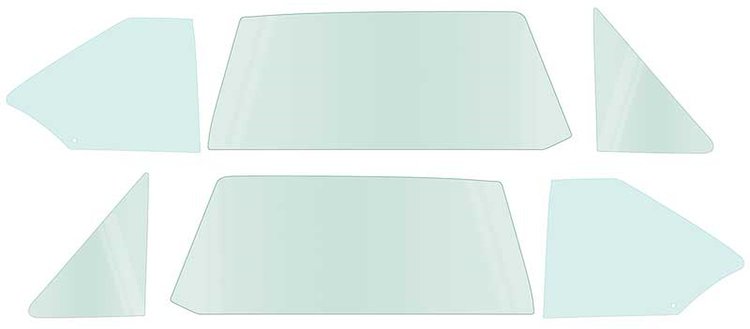 NR804T Side Glass Set (6-Piece) 1968-72 Chevy II/Nova/Ventura; 2-Door Coupe; Tinted