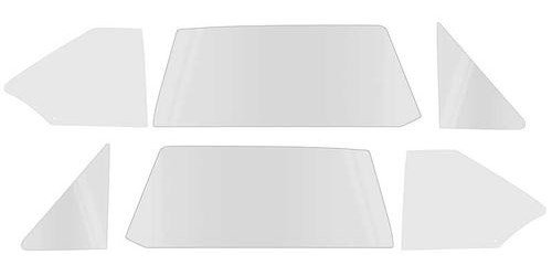 NR804Y Side Glass Set 1968-72 Chevy II/Nova/Ventura; 2-Door Coupe; (6 Piece); Smoke Gray Tinted