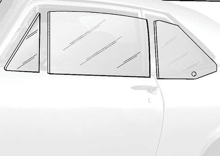 NR810T Side Glass Kit 1962-63 Nova 2 Door Convertible; 6 Piece; Green Tinted