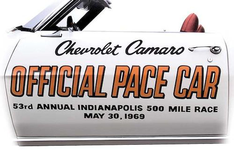 PC011 Door Decals 1969 Camaro; Indy 500 Pace Car; Complete Set; GM Licensed