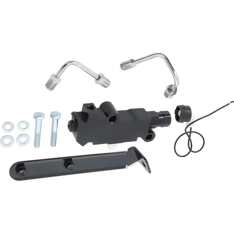 PV29200B GM Proportioning Valve & Bracket Kit, Disc/Drum, Left Side Mount, Fits 1/2" & 9/16" Master Cyl Ports, Black