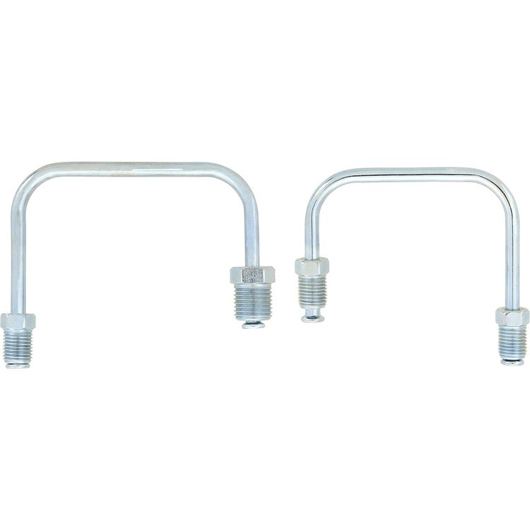 PV49203 Proportioning Valve Lines, 1/2" x 3/8" Master & 3/8" x 3/8" Prop Valve Fittings, Bottom Mount, Silver Zinc Plated Steel