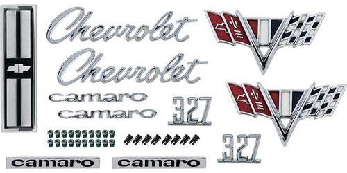 R1067 1967 Camaro; Exterior Emblem Kit; Standard Model; with 327 Engine
