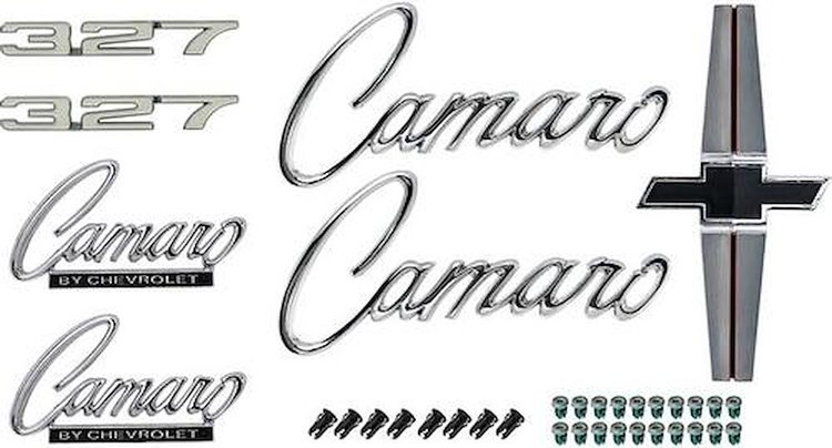 R1071 1968 Camaro; Exterior Emblem Kit; Standard Models; with 327 Engine