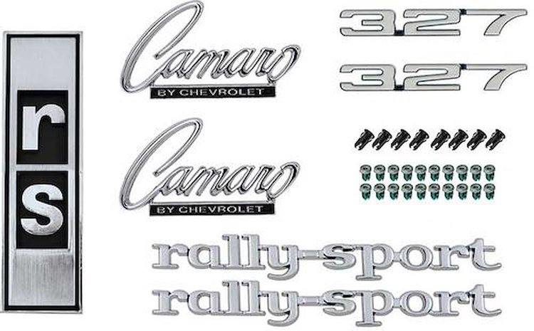 R1076 1968 Camaro RS; Exterior Emblem Kit; with 327 Engine