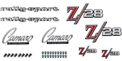 R1090 1969 Camaro Z28; Exterior Emblem Kit; with RS Option; w/o Cowl Hood