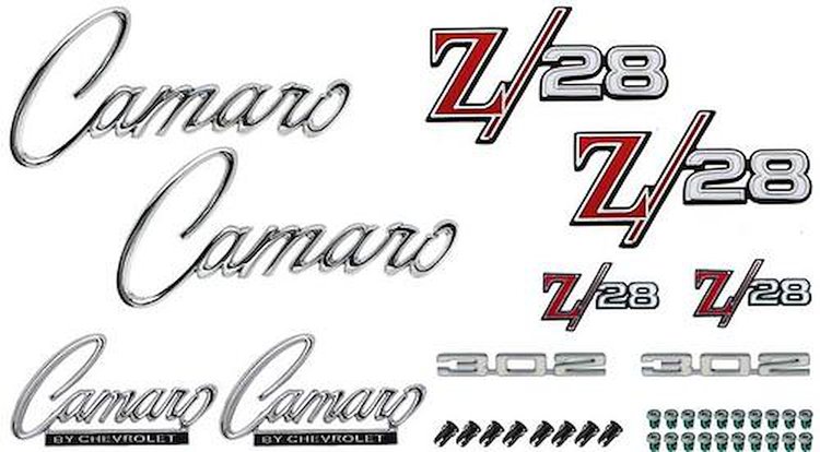 R1091 1969 Camaro Z28; Exterior Emblem Kit; 302 Engine; with Cowl Hood; without RS Option