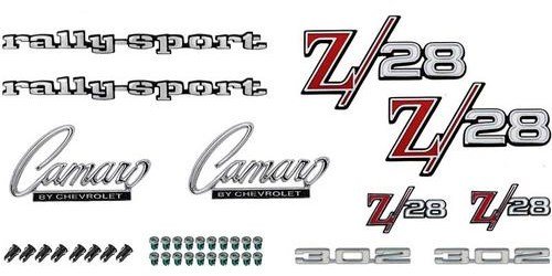 R1092 1969 Camaro Z28; Exterior Emblem Kit; 302 Engine; with Cowl Hood; with RS Option