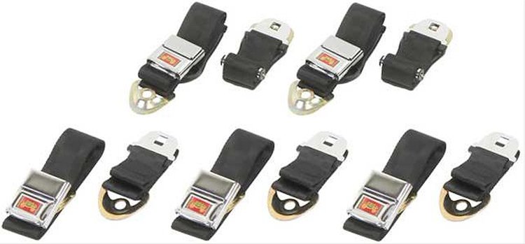 R187 1965-66 Impala, Nova, Chevelle, Deluxe Interior Seat Belt Set, 5 Piece Set