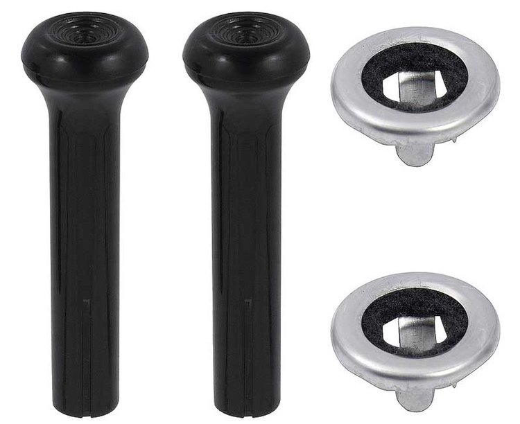 R2570 1970-72 GM; Door Lock Knob Kit; Plastic; Black Knobs; With Narrow Ferrules