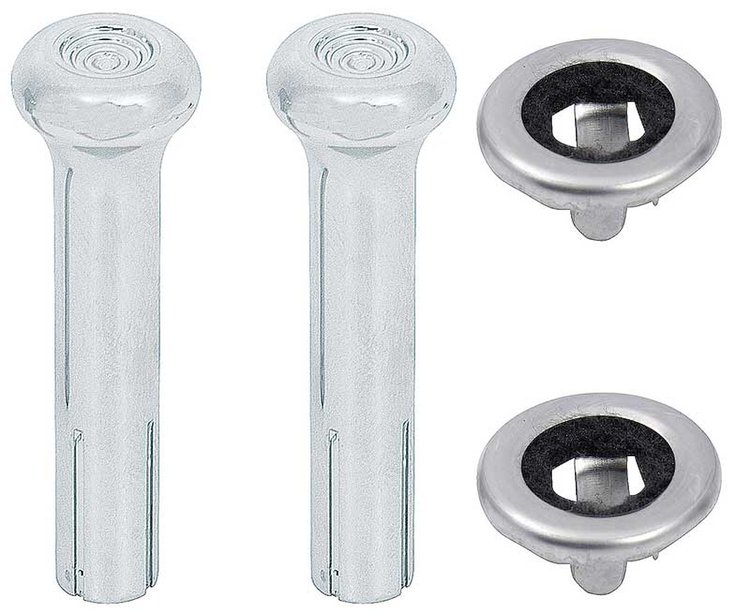R2571 1970-72 GM; Door Lock Knob Kit; Plastic; Chrome Knobs; With Narrow Ferrules